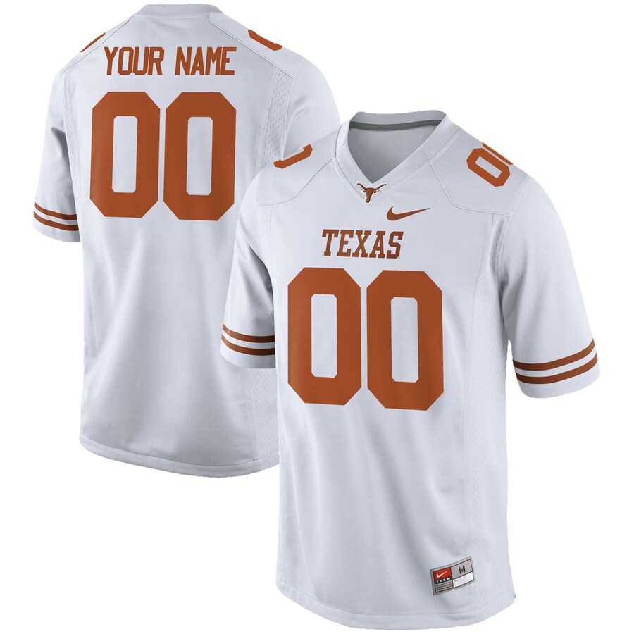 Men%27s Texas Longhorns Nike White Customized Replica Football Jersey->customized ncaa jersey->Custom Jersey
